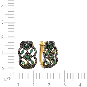 Серьги с английским замком из желтого золота с бриллиантами