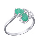 Кольцо из белого золота с бриллиантами, изумрудами