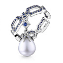 Кольцо из белого золота с бриллиантами, жемчугом