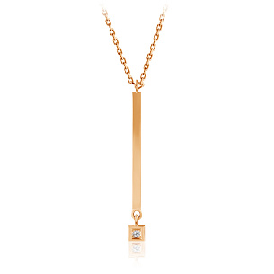 Колье из красного золота с бриллиантом, плетение якорное