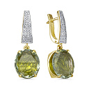 Серьги с английским замком из желтого золота с бриллиантами