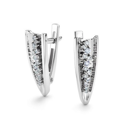 Серьги с английским замком из белого золота с бриллиантами