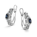 Серьги из белого золота с бриллиантами, сапфирами