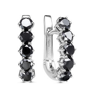 Серьги с английским замком из белого золота с бриллиантами