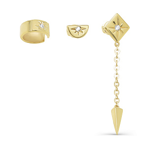 Моносерьга из серебра с фианитами