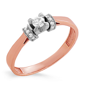 Кольцо из красного золота с бриллиантами