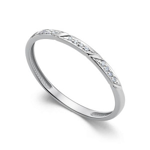 Кольцо обручальное из белого золота с бриллиантами