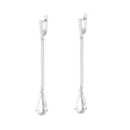 Серьги с английским замком из серебра с фианитами