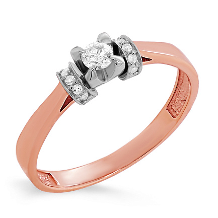 Кольцо из красного золота с бриллиантами