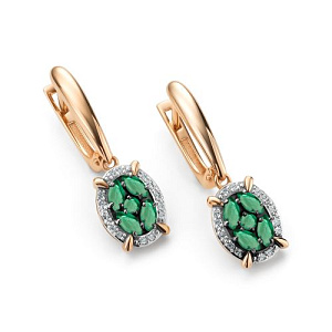 Серьги с английским замком из красного золота с бриллиантами