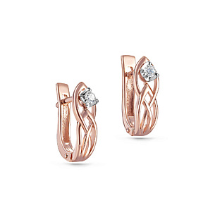 Серьги с английским замком из красного золота с бриллиантами
