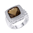 Кольцо из белого золота с бриллиантами, раухтопазом