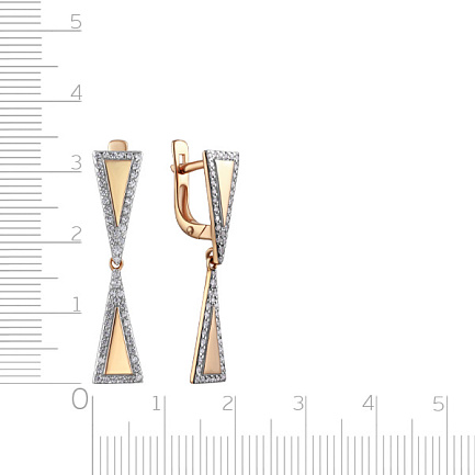 Серьги с английским замком из красного золота с фианитом