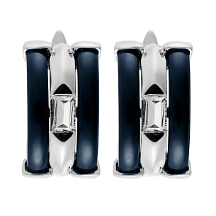 Серьги с английским замком из серебра с керамиками и циркониями