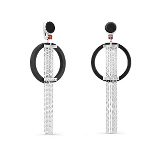 Серьги с английским замком из серебра с корундами, фианитами, деревами