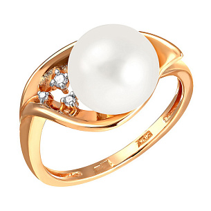 Кольцо из красного золота с фианитом