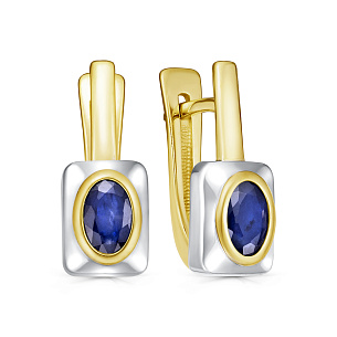 Серьги с английским замком из серебра с сапфиром