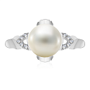 Кольцо из белого золота с жемчугом, фианитом