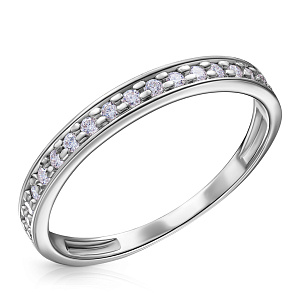 Кольцо обручальное из белого золота с бриллиантами