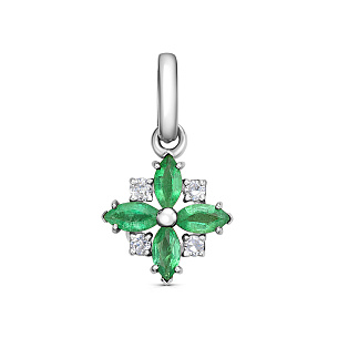 Подвеска из белого золота с изумрудом