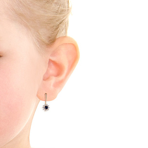 Серьги детские из красного золота с фианитом