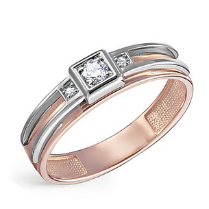 Кольцо из красного золота с бриллиантами