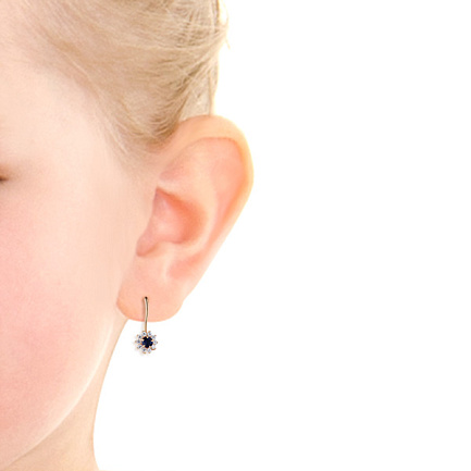 Серьги детские из красного золота с фианитом