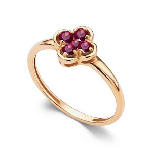 Кольцо из красного золота с рубинами