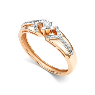 Кольцо из красного золота с бриллиантом