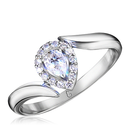 Кольцо из белого золота с бриллиантами