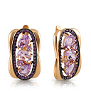 Серьги с английским замком из красного золота с аметистом