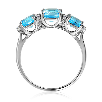 Кольцо из белого золота с бриллиантами, топазом