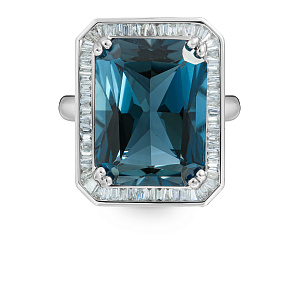 Кольцо из белого золота с бриллиантами, топазом