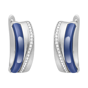 Серьги с английским замком из серебра с циркониями