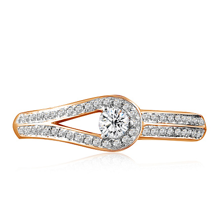 Кольцо из красного золота с бриллиантами