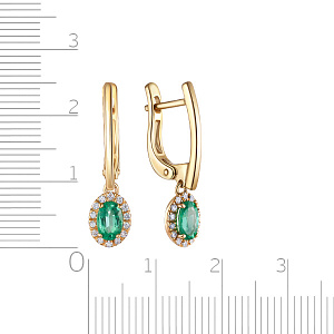 Серьги с английским замком из желтого золота с бриллиантами