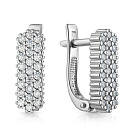 Серьги с английским замком из белого золота с фианитом