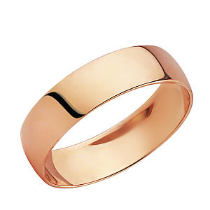 Кольцо обручальное гладкое из красного золота