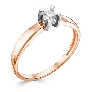 Кольцо из красного золота с бриллиантом