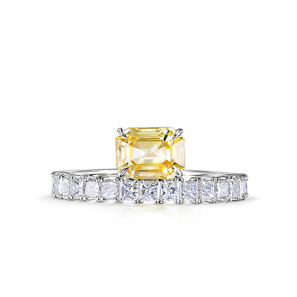 Кольцо из белого золота с бриллиантами, сапфиром