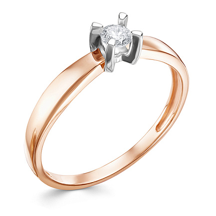 Кольцо из красного золота с бриллиантом