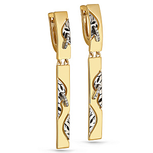 Серьги с английским замком из желтого золота с бриллиантами