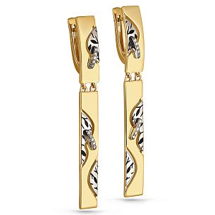 Серьги с английским замком из желтого золота с бриллиантом