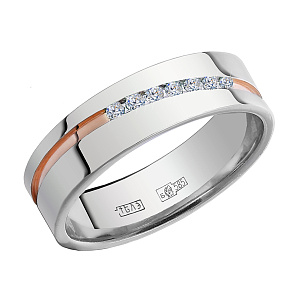 Кольцо обручальное из белого золота