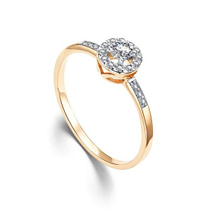 Кольцо из красного золота с бриллиантом