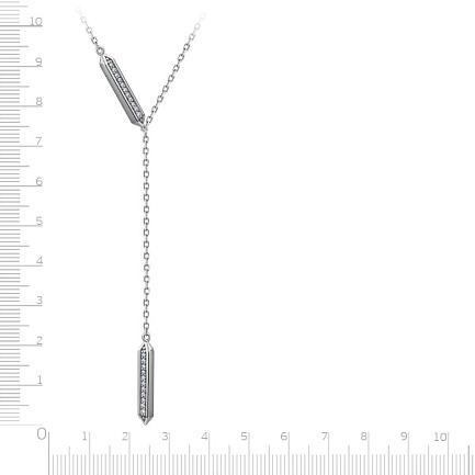 Колье из белого золота с бриллиантами, плетение якорное