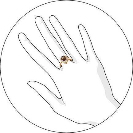 Кольцо из красного золота с раухтопазом, фианитами