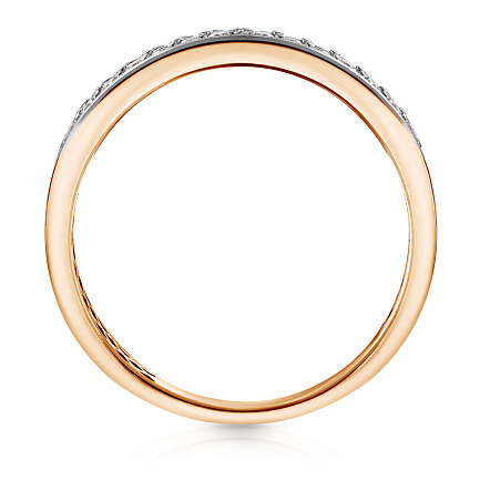 Кольцо обручальное из красного золота с бриллиантами