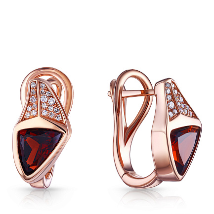 Серьги с английским замком из красного золота с бриллиантами