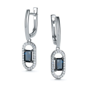 Серьги с английским замком из белого золота с бриллиантом